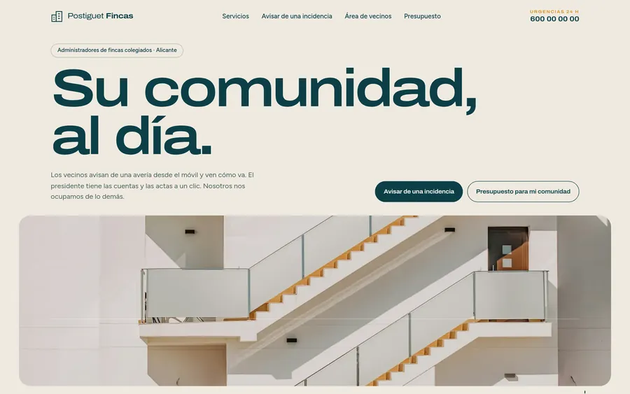 Ejemplo de web para una administración de fincas
